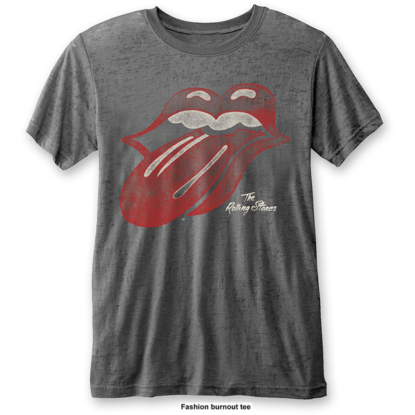 The Rolling Stones Unisex Fashion Tee: Vintage Tongue (Burn Out) (XX-Large)