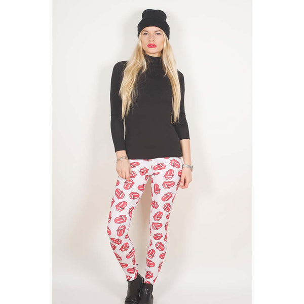 The Rolling Stones Ladies Fashion Leggings: Classic Tongue Repeat (Large to X-Large)