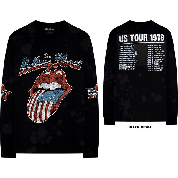 The Rolling Stones Unisex Long Sleeved Tee: US Tour '78 (Back & Arm Print) (XX-Large)