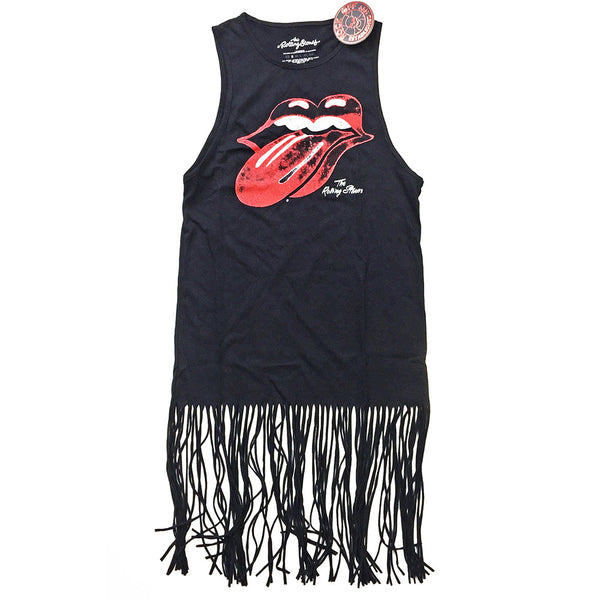 The Rolling Stones Ladies Tee Dress: Vintage Tongue Logo (Tassels) (XX-Large)
