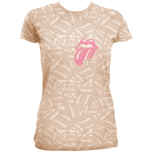 The Rolling Stones Ladies Tee: Tongues All Over (X-Large)