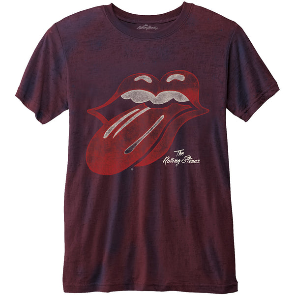 The Rolling Stones Unisex Fashion Tee: Vintage Tongue Logo with Burn Out Finishing (XX-Large)