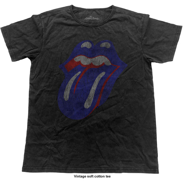 The Rolling Stones Unisex Fashion Tee: Blue & Lonesome Tongue (Vintage Finish) (XX-Large)