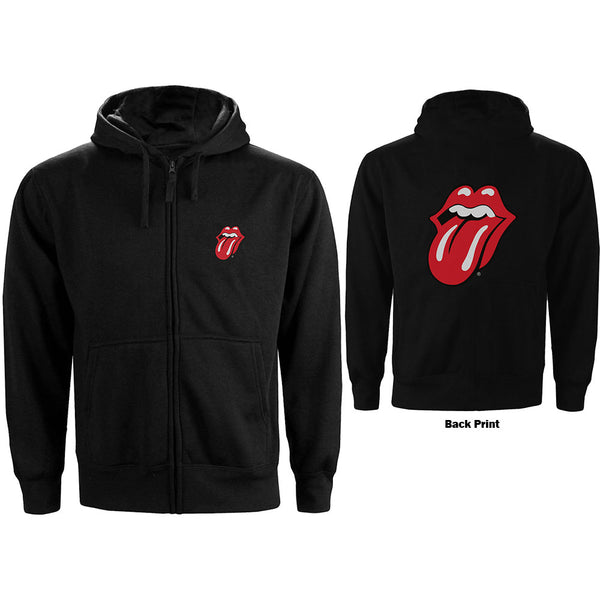 The Rolling Stones Unisex Zipped Hoodie: Classic Tongue (Back Print) (XXX-Large)