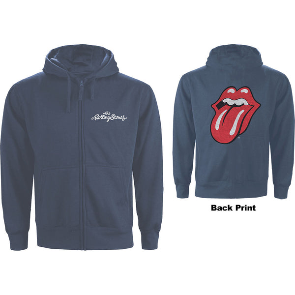 The Rolling Stones Unisex Zipped Hoodie: Classic Tongue (Back Print) (XXX-Large)