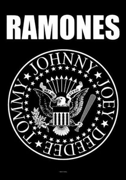 Buy The Ramones fabric poster flag featuring the classic Ramones presidential seal logo at Rocker Tee