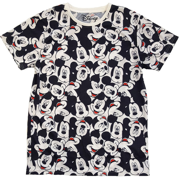 Disney Unisex Tee: Mickey Mouse AOP Heads (X-Large)