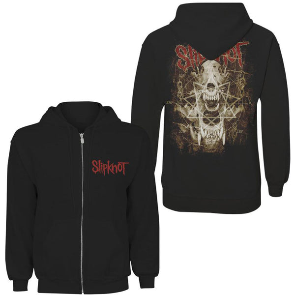 Slipknot Unisex Zipped Hoodie: Skull Teeth (XX-Large) (Back Print)