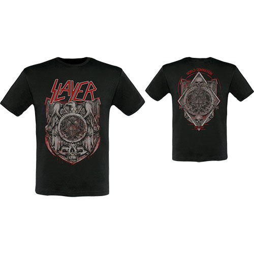 Slayer Unisex Tee: Medal 2013/2014 Dates (Ex-Tour with Back Print) (Small)