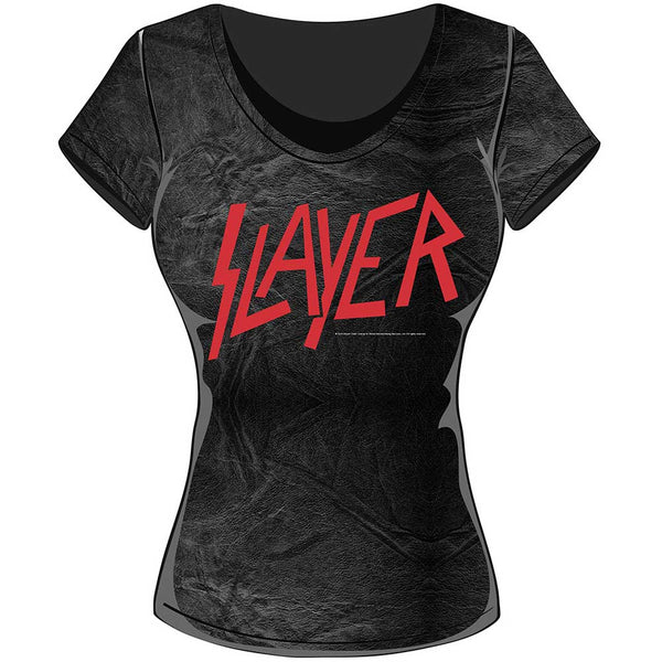 Slayer Ladies Fashion Tee: Classic Logo with Acid Wash Finish (XX-Large)