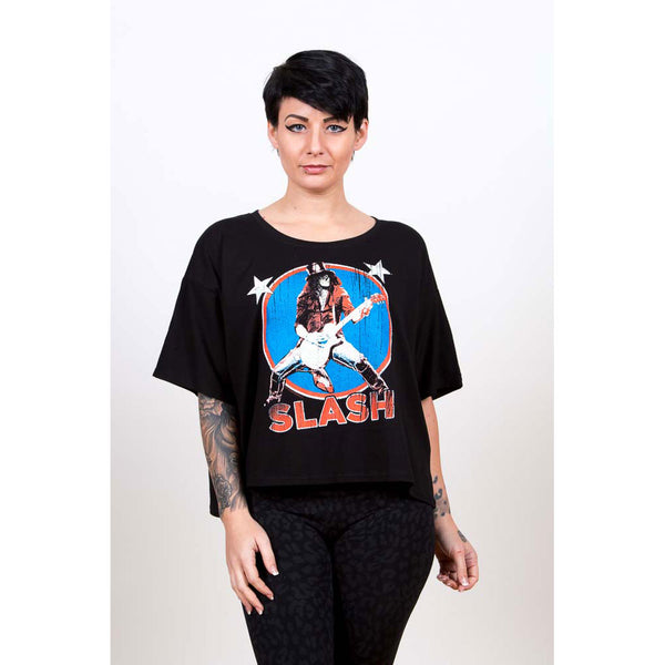 Slash Ladies Fashion Tee: Stars with Boxy Styling and Illuminous Printing (X-Large)