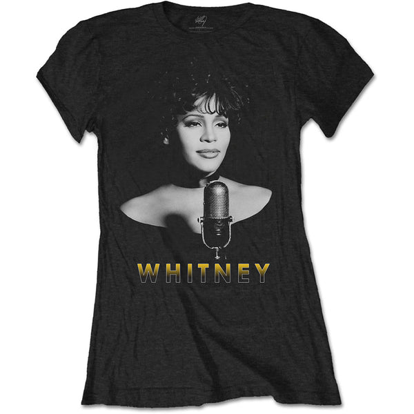 Whitney Houston Ladies Tee: Black & White Photo (XX-Large)