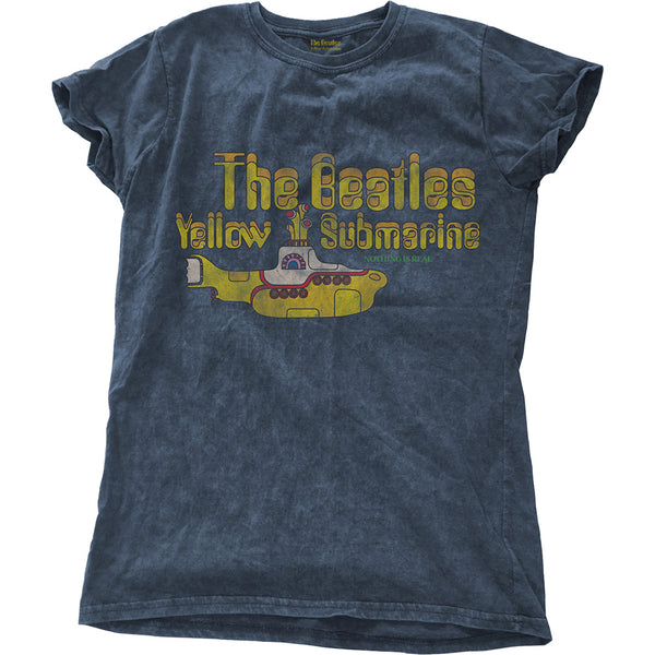 The Beatles Ladies Fashion Tee: Yellow Submarine Nothing Is Real with Snow Wash Finishing 