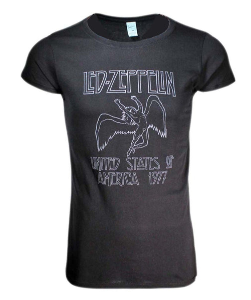Led Zeppelin Black USA 77 Juniors Tee