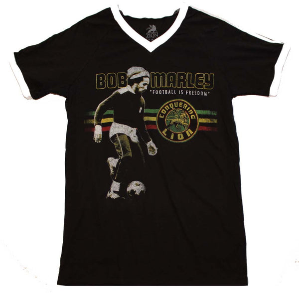Bob Marley Football is Freedom Jersey Shirt is available at RockerTeeShirts.com