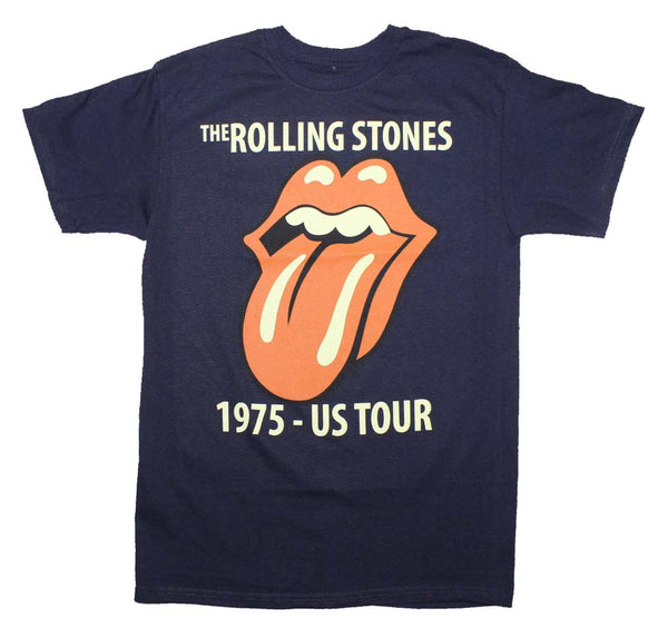 Rolling Stones Navy Blue 1975 US Tour T-Shirt is available at Rocker Tee