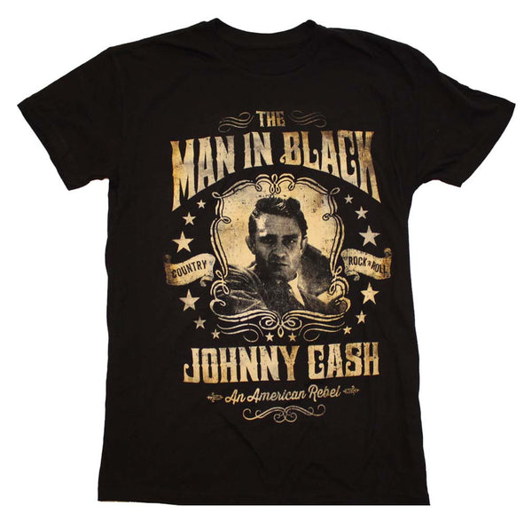 Johnny Cash T-Shirt Featuring A Portrait Of Johnny  and it's available at RockerTeeShirts.com