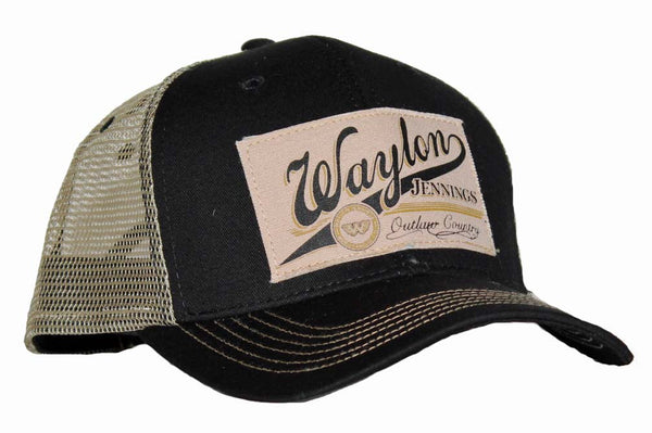 Waylon Jennings Outlaw Country Trucker Hat is available at Rocker Tee.