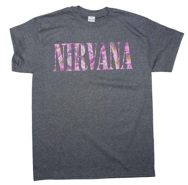 Nirvana floral logo t-shirt is available at Rocker Tee.