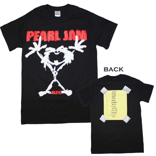 Pearl Jam T-Shirt Featuring Stickman Alive. A great piece of Pearl Jam music memorabilia.