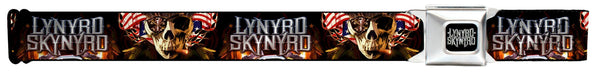 Lynyrd Skynyrd Smoking Skull Seatbelt Belt (24-38")