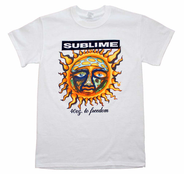 Sublime T-Shirt Featuring The 40 oz to Freedom Sun Logo.  Music Memorabilia Fans Will Love This Rock T-Shirt