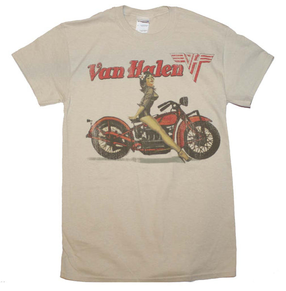 Officially Licensed Van Halen Sexy Biker Pinup T-Shirt is available at Rocker Tee.